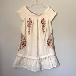 White embroidered off the shoulder dress